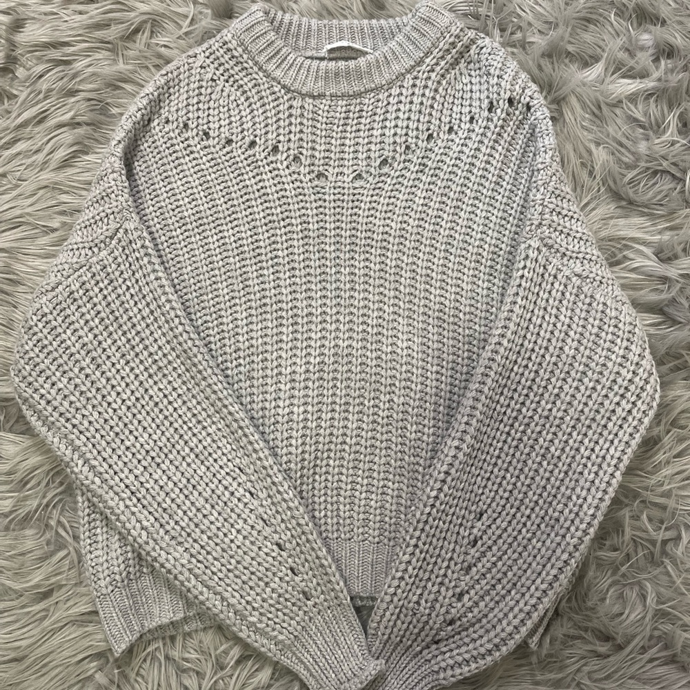 ELODIE grey cableknit oversized sweater